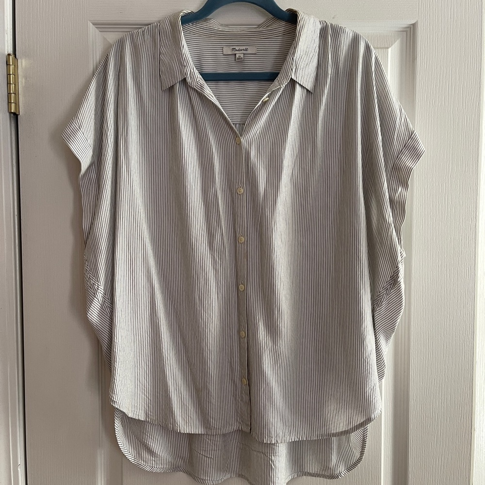 Madewell button down with thin black striping.